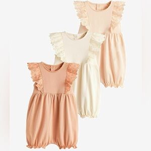 NEXT Set of 3 Adorable Ruffled Baby Rompers 3-6 months